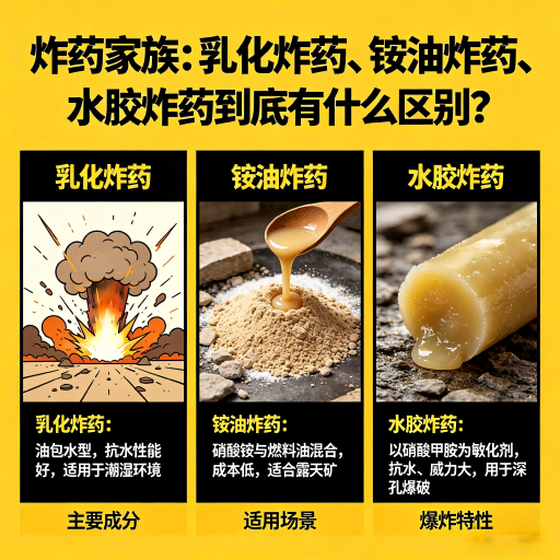 金州炸药家族：乳化炸药、铵油炸药、水胶炸药到底有什么区别？